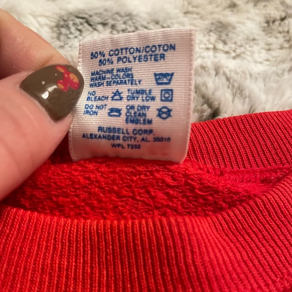 Vintage 80s Disney Mickey Mouse Red Crewneck Jerzees Pullover Sweatshirt - Picture 5 of 8